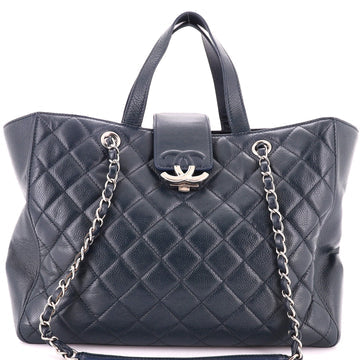 CC Box Shopping Tote Quilted Caviar Large