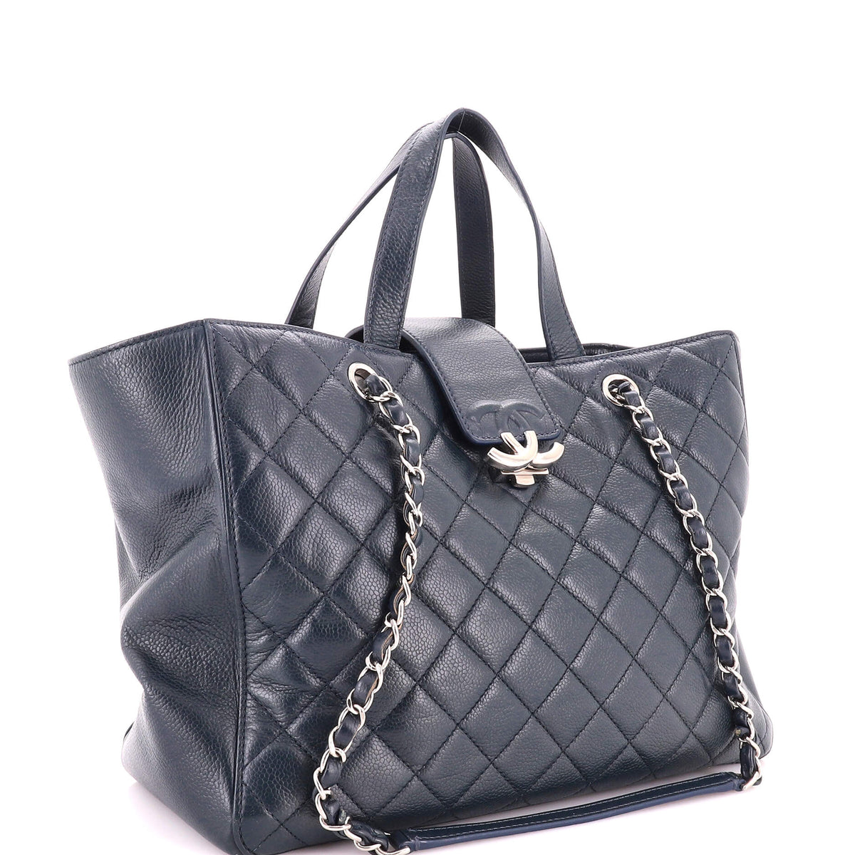 CC Box Shopping Tote Quilted Caviar Large