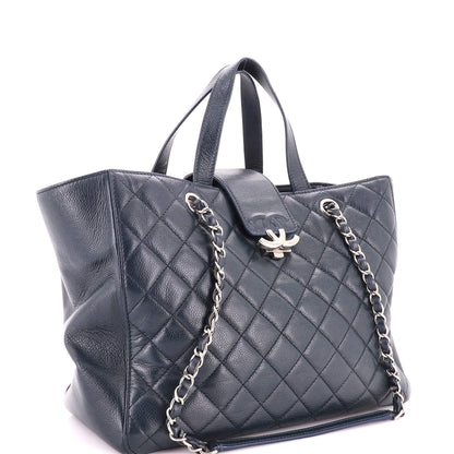 CC Box Shopping Tote Quilted Caviar Large