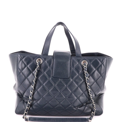 CC Box Shopping Tote Quilted Caviar Large