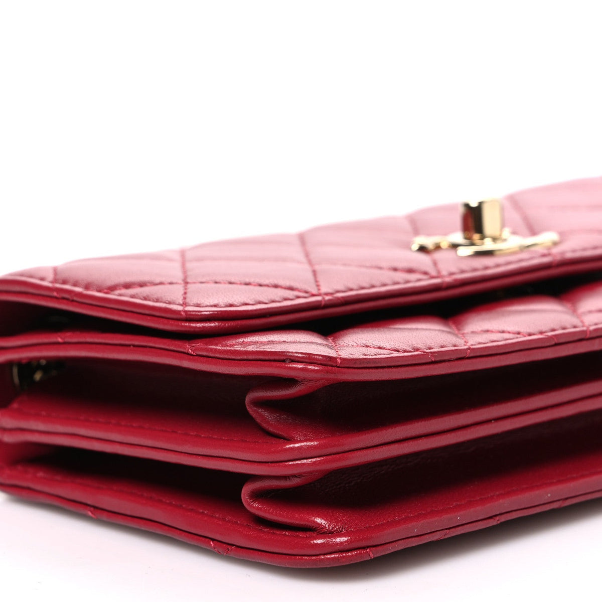Chanel Lambskin Quilted Trendy CC Dual Handle Clutch With Chain Red