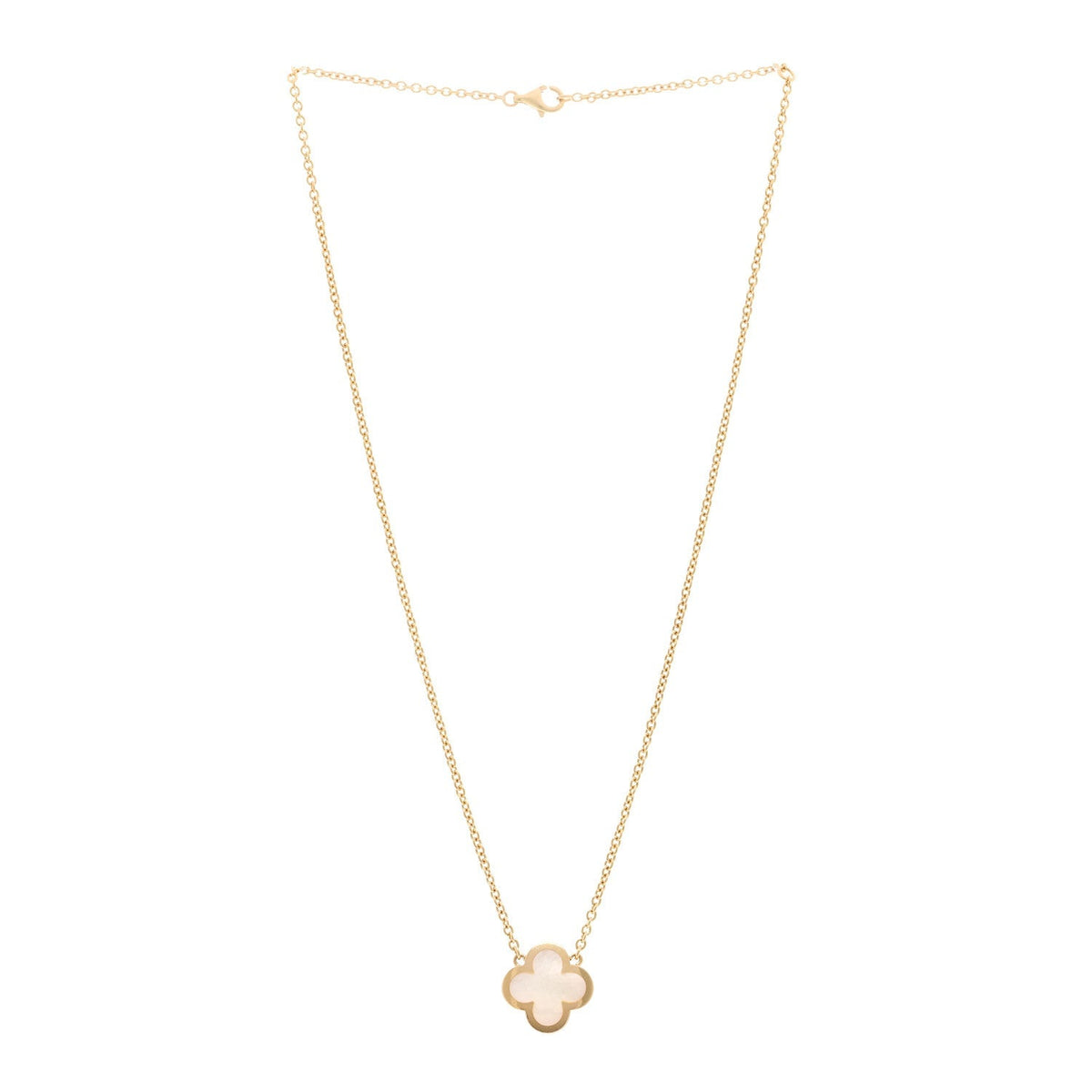 Van Cleef & Arpels 18K Yellow Gold Mother of Pearl Pure Alhambra Pendant Necklace 41.9cm