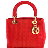 Vintage Lady Dior Bag Cannage Quilt Nylon Medium