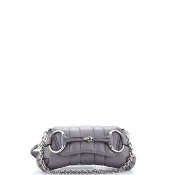 Horsebit Chain Shoulder Bag Vertical Quilted Leather Small