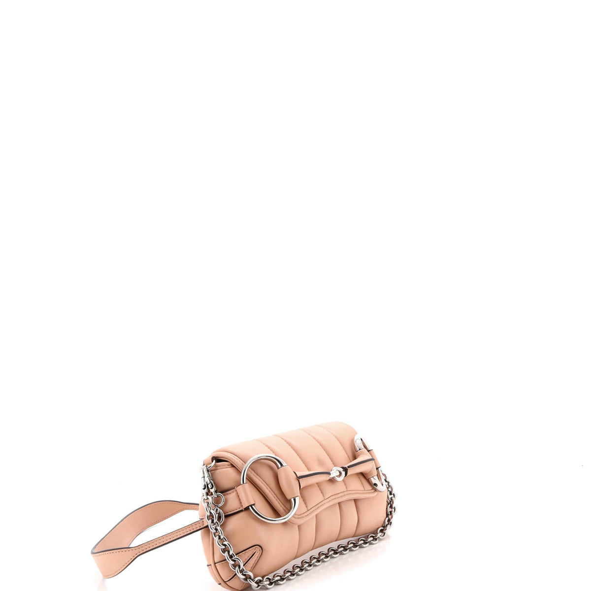 Horsebit Chain Shoulder Bag Vertical Quilted Leather Small