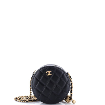 Pearl Crush Round Clutch with Chain Quilted Lambskin