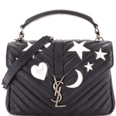 Classic Monogram College Bag Embellished Matelasse Chevron Leather Medium