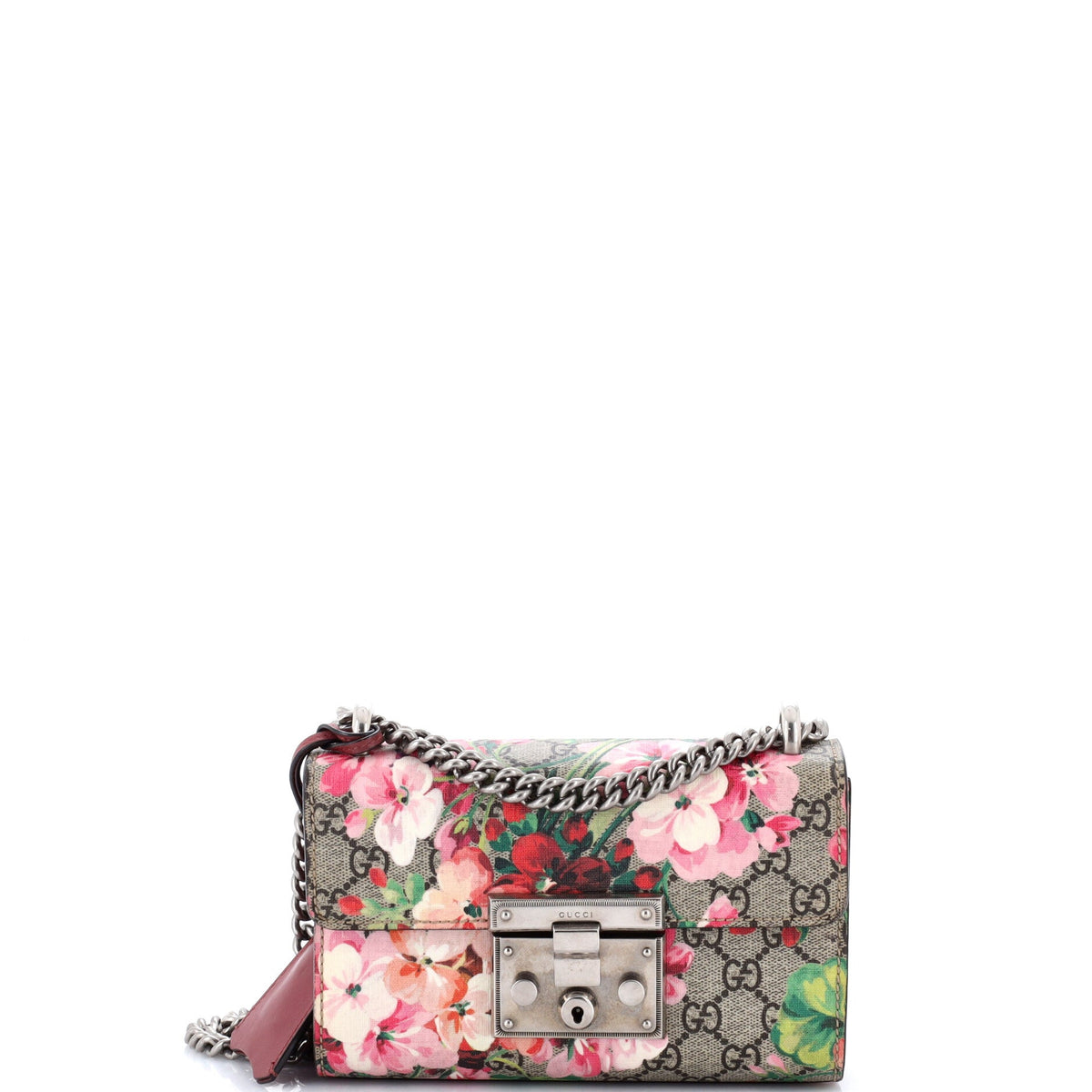 Padlock Shoulder Bag Blooms Print GG Coated Canvas Small