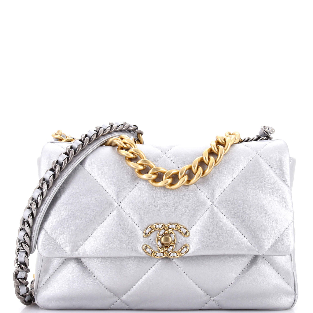 19 Flap Bag Quilted Leather Large