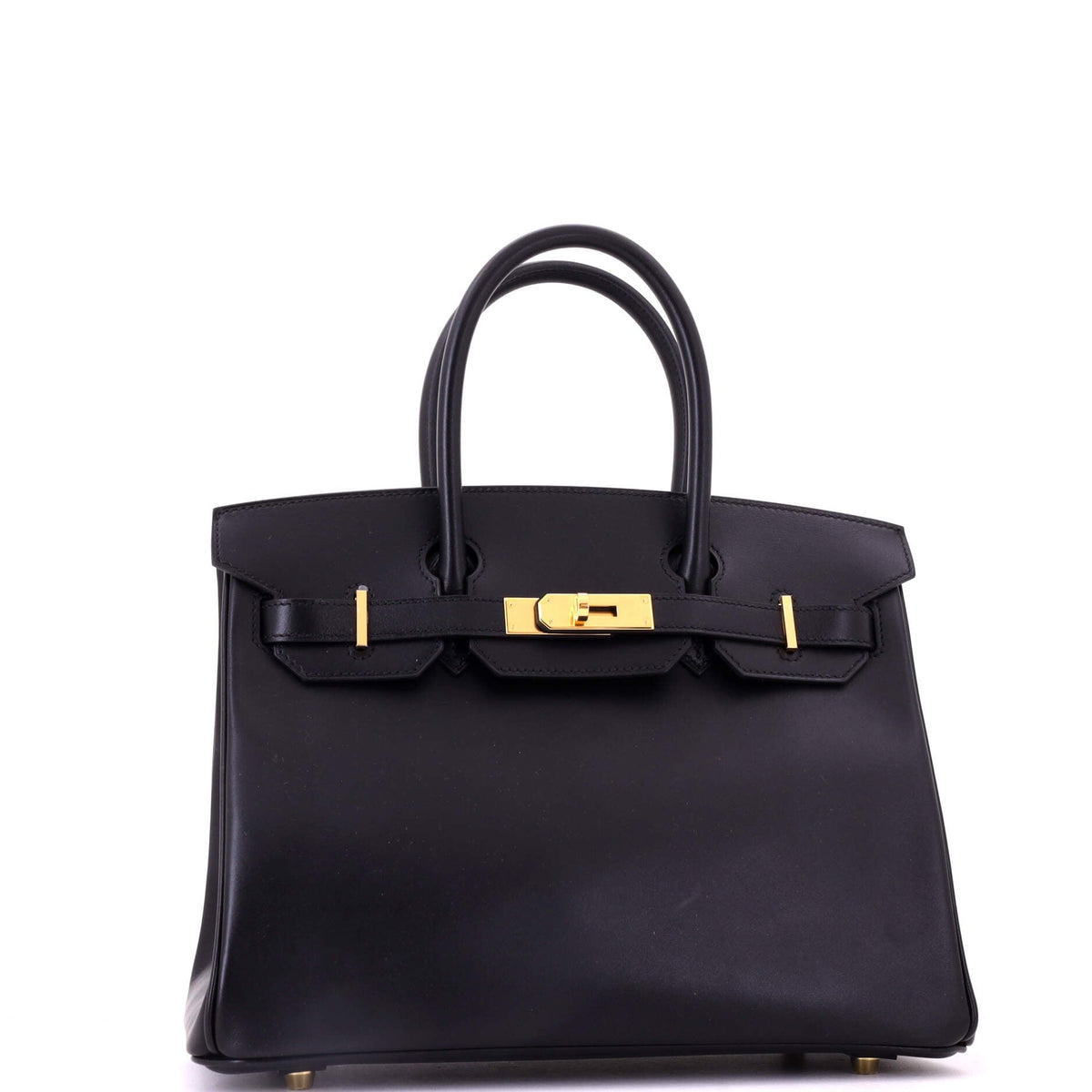 Birkin Handbag Noir Box Calf with Gold Hardware 30