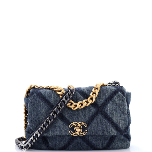 19 Flap Bag Quilted Denim Large