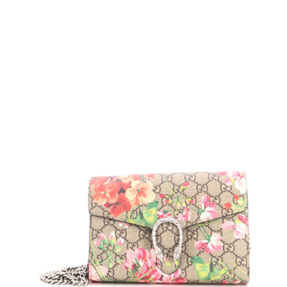 Dionysus Chain Wallet Blooms Print GG Coated Canvas Small