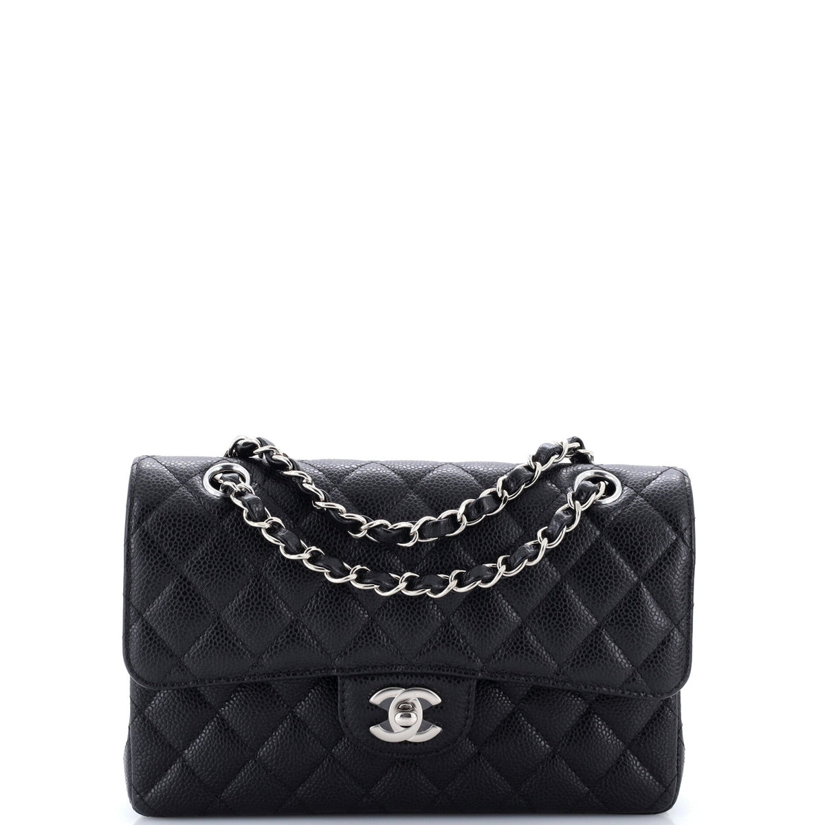 Classic Double Flap Bag Quilted Caviar Small