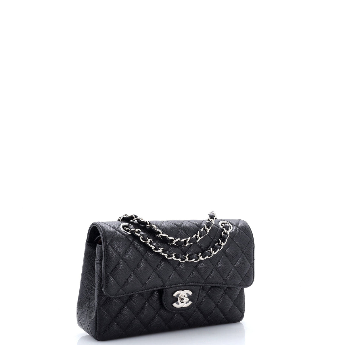 Classic Double Flap Bag Quilted Caviar Small