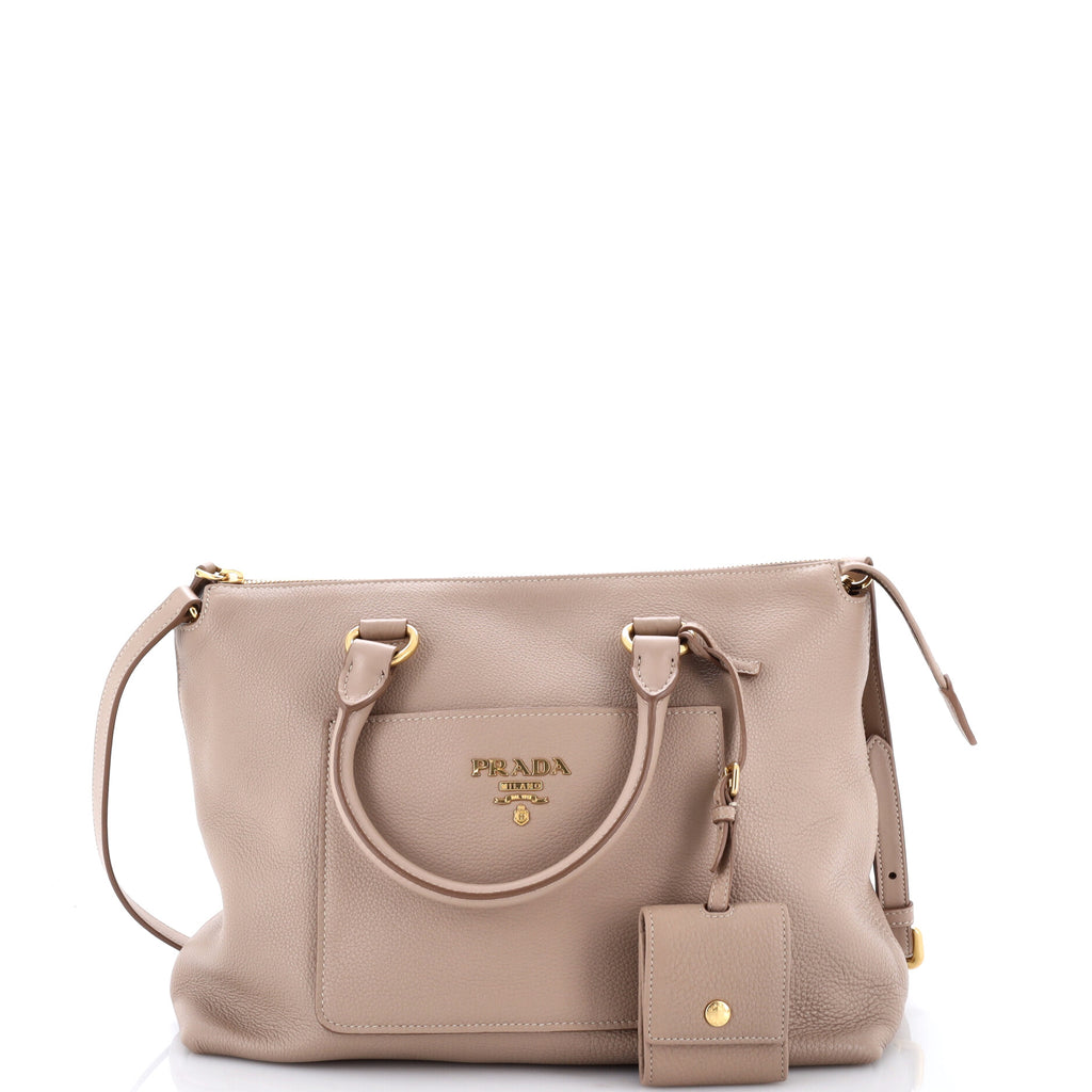 Pocket Convertible Zip Satchel Vitello Daino Medium