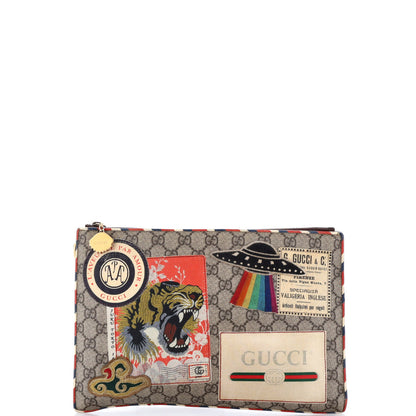 Courrier Pouch GG Coated Canvas with Applique
