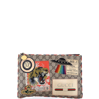 Courrier Pouch GG Coated Canvas with Applique