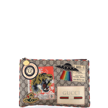 Courrier Pouch GG Coated Canvas with Applique
