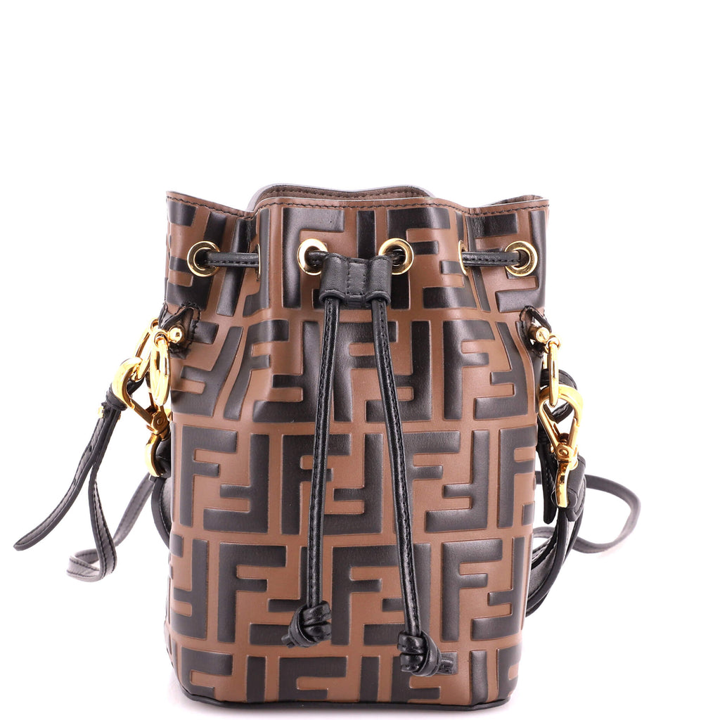 Mon Tresor Bucket Bag Zucca Embossed Leather Mini