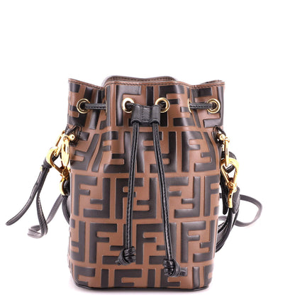 Mon Tresor Bucket Bag Zucca Embossed Leather Mini