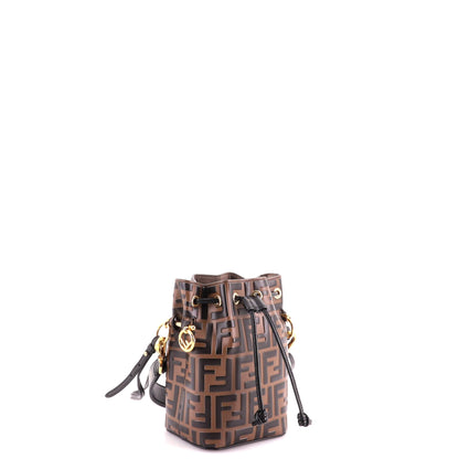 Mon Tresor Bucket Bag Zucca Embossed Leather Mini