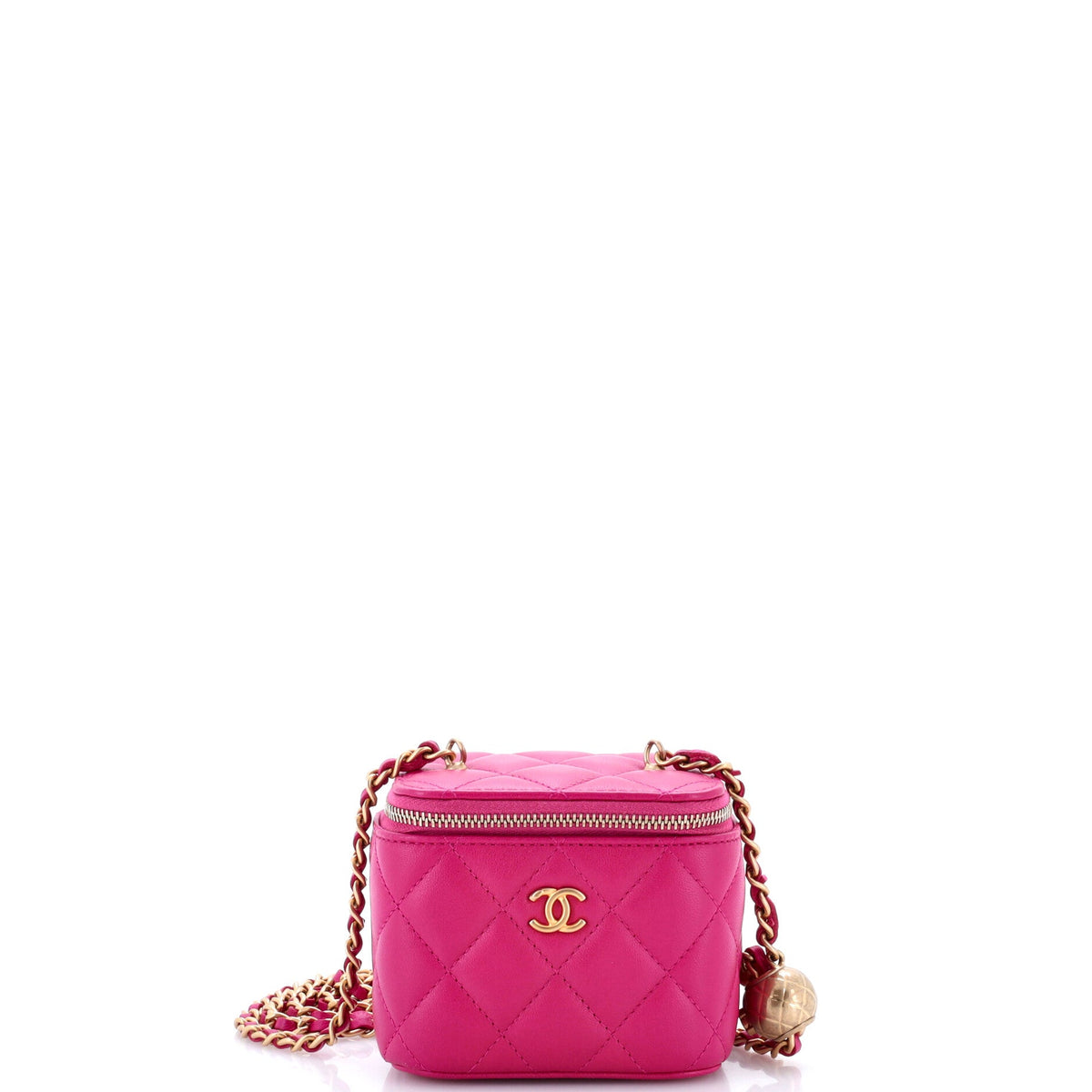 Pearl Crush Vanity Case with Chain Quilted Lambskin Mini