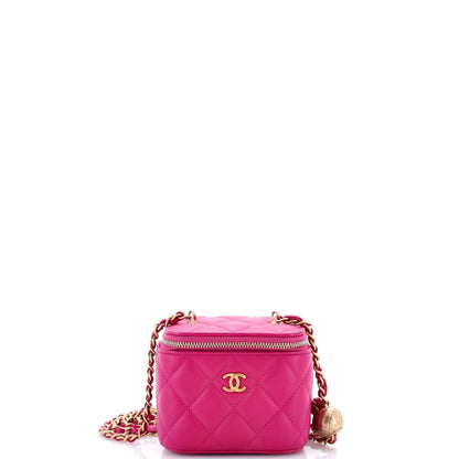 Pearl Crush Vanity Case with Chain Quilted Lambskin Mini
