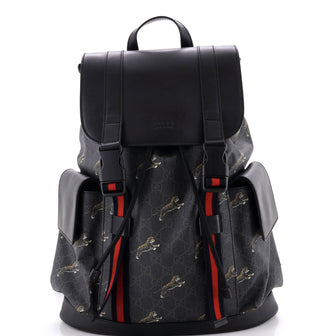 Double Pocket Buckle Backpack Printed GG Coated Canvas Large