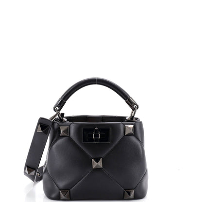 Roman Stud Top Handle Bag Quilted Leather Small