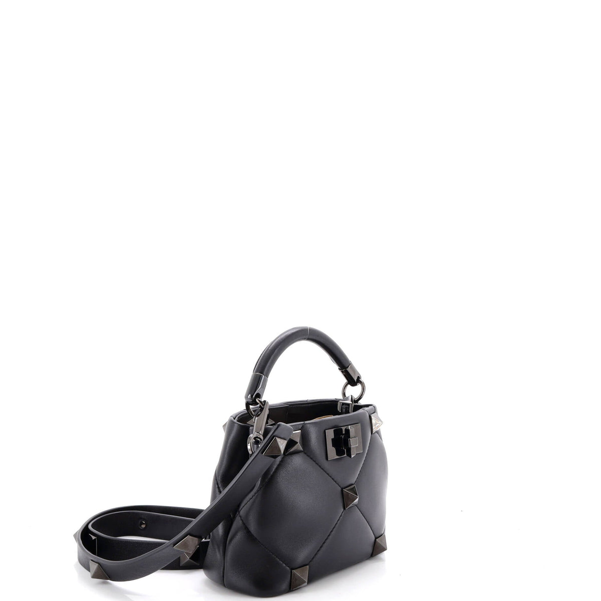 Roman Stud Top Handle Bag Quilted Leather Small