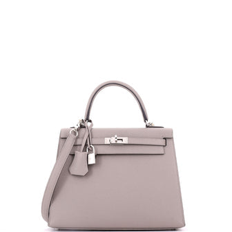 Kelly Handbag Gris Asphalte Epsom with Palladium Hardware 25