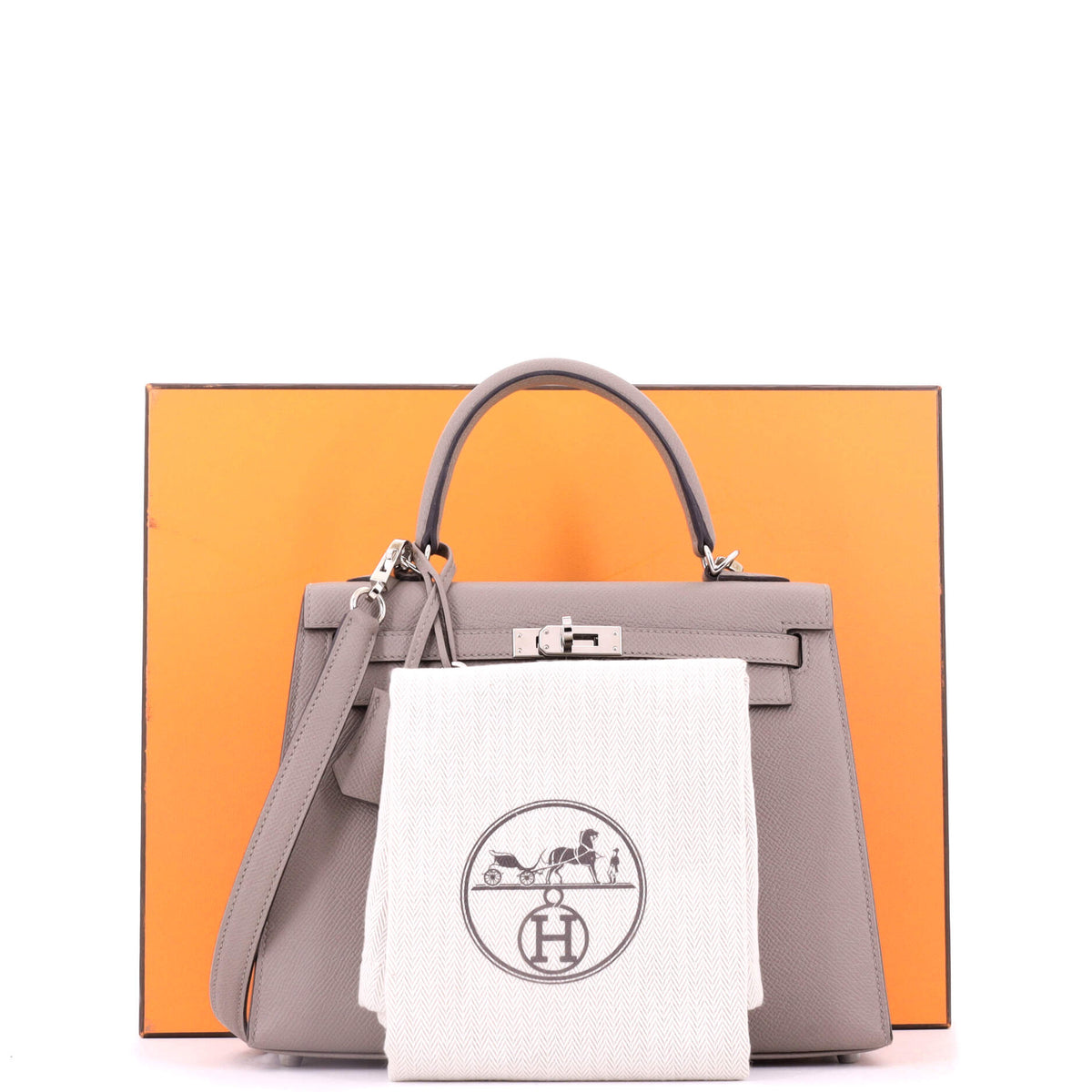 Kelly Handbag Gris Asphalte Epsom with Palladium Hardware 25