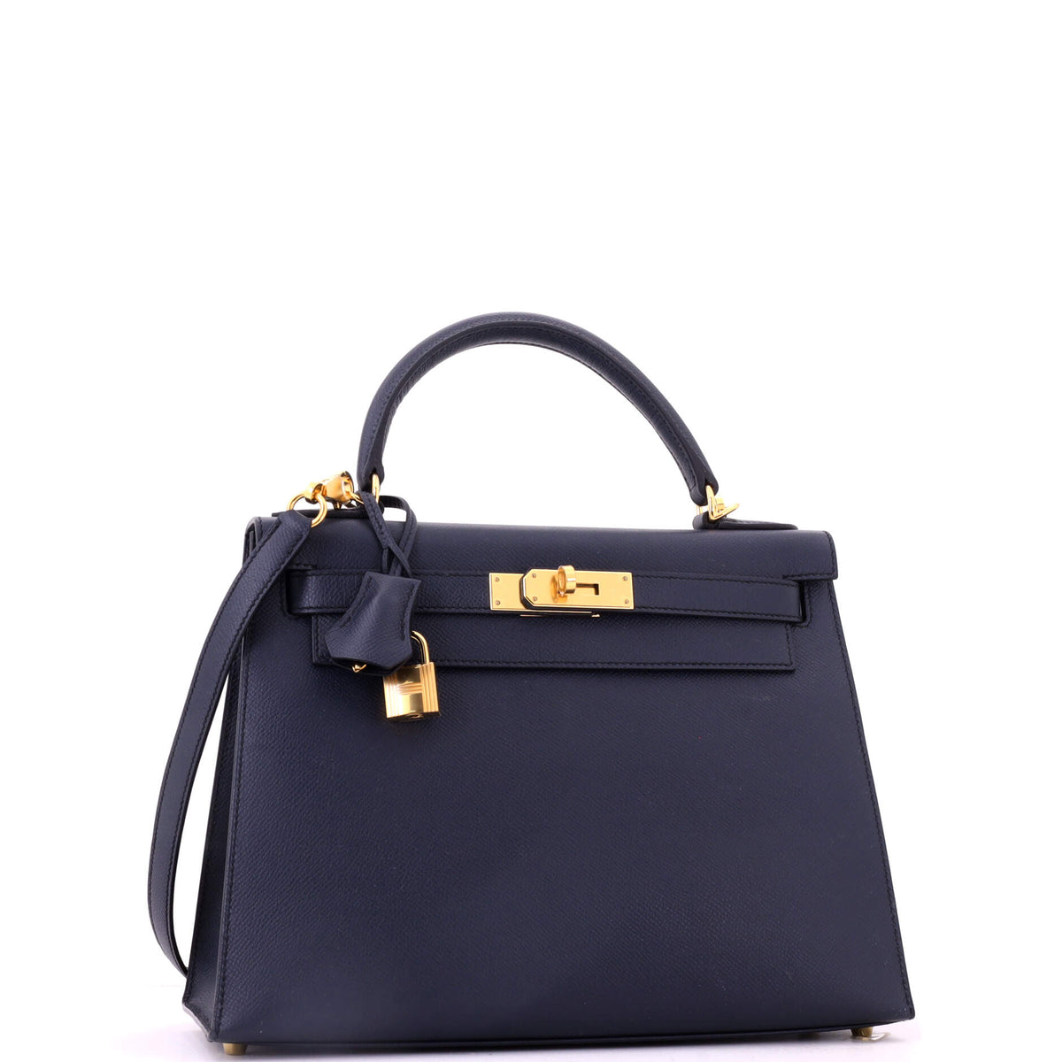 Kelly Handbag Bleu Indigo Epsom with Gold Hardware 28