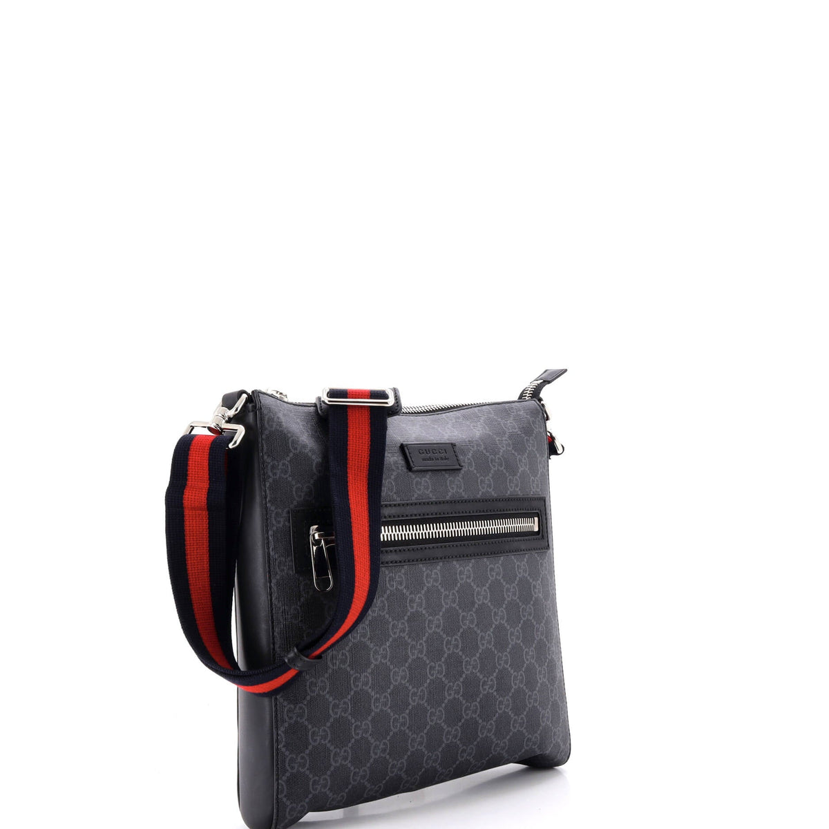 Web Strap Front Zip Messenger Bag GG Coated Canvas Medium