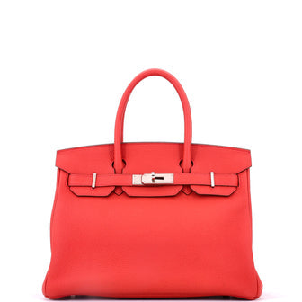 Birkin Handbag Geranium Togo with Palladium Hardware 30