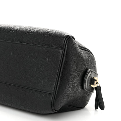 Gucci Calfskin GG Emblem Small Top Handle Bag Black