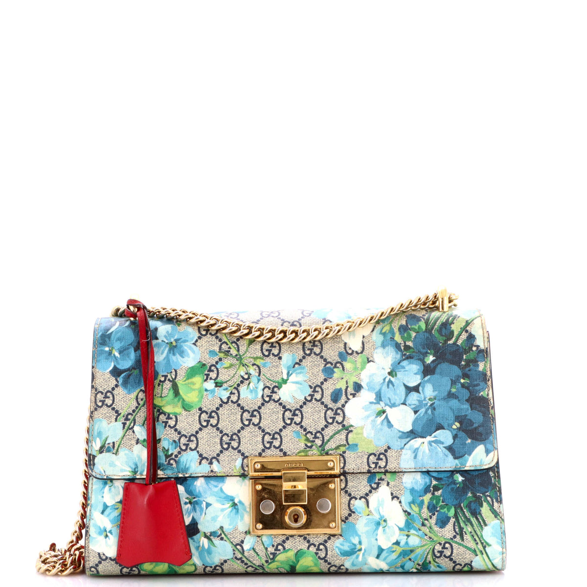 Padlock Shoulder Bag Blooms Print GG Coated Canvas Medium