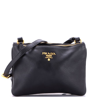 Double Zip Crossbody Bag Vitello Daino Small