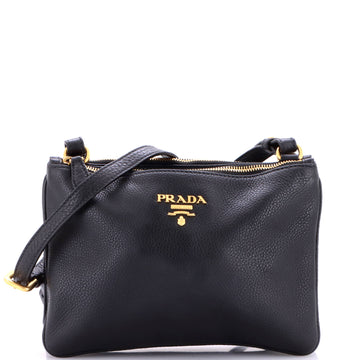Double Zip Crossbody Bag Vitello Daino Small