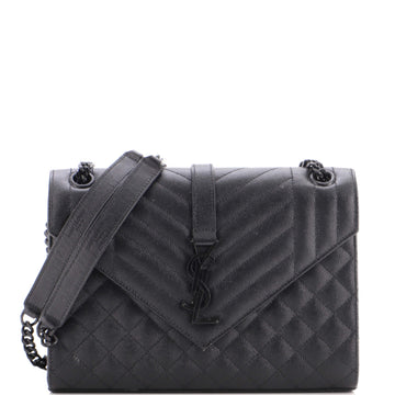 Classic Monogram Envelope Satchel Mixed Matelasse Leather Medium