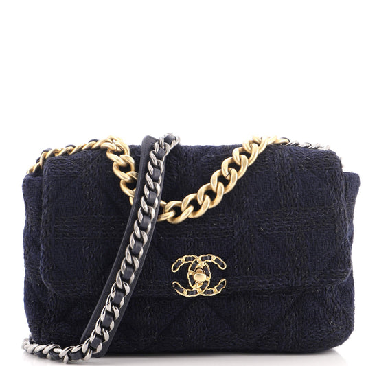 19 Flap Bag Quilted Tweed Large