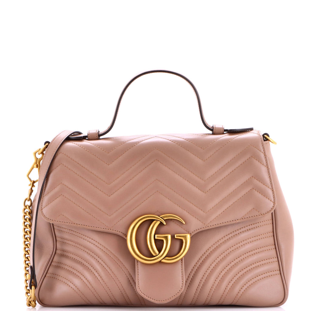 GG Marmont Top Handle Flap Bag Matelasse Leather Medium