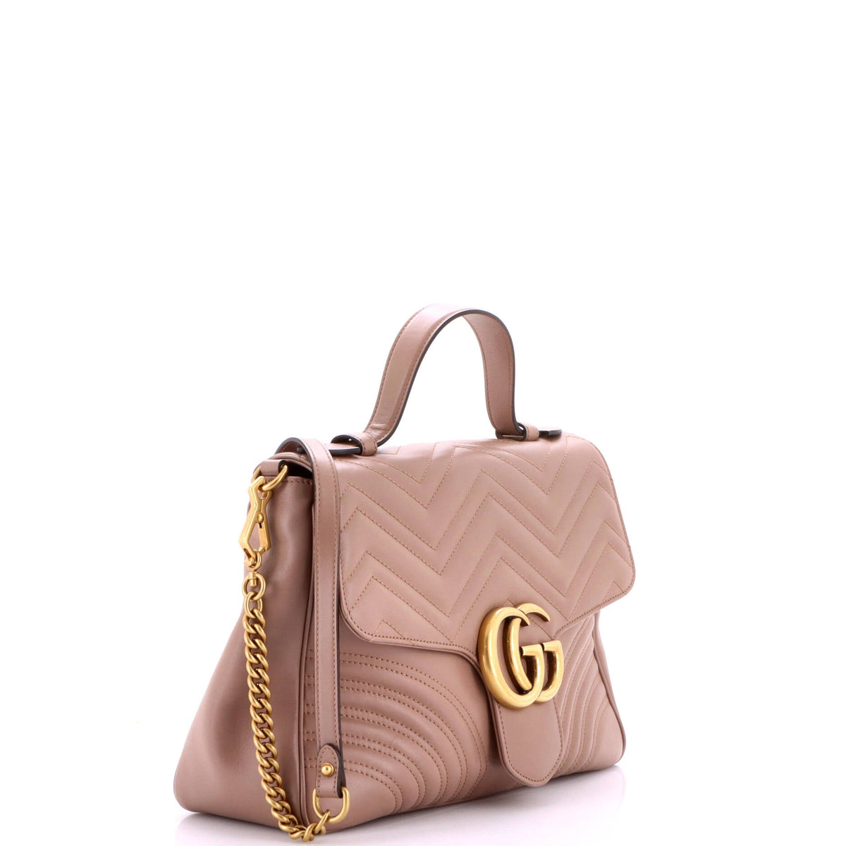 GG Marmont Top Handle Flap Bag Matelasse Leather Medium