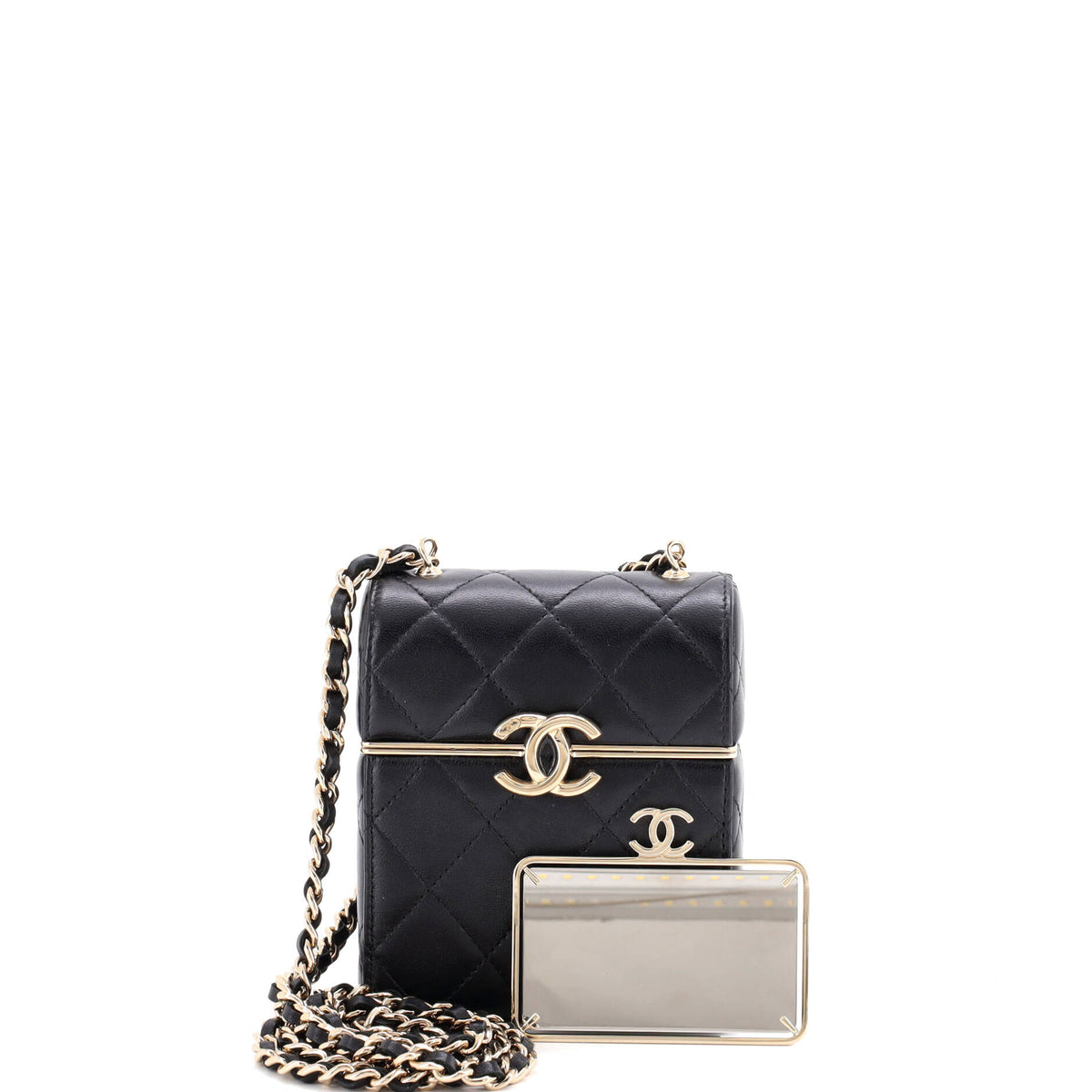 CC Box Vanity Case with Chain Quilted Lambskin Mini
