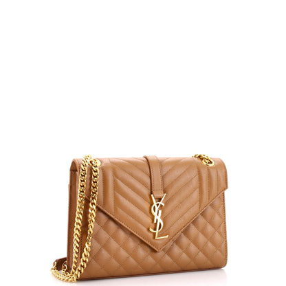 Classic Monogram Envelope Satchel Mixed Matelasse Leather Medium