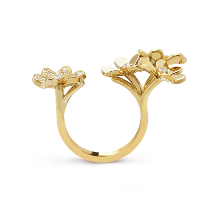 18K Gold Diamond VCA Frivole Between the Finger Ring
