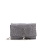 Classic Monogram Tassel Crossbody Bag Crocodile Embossed Leather Medium