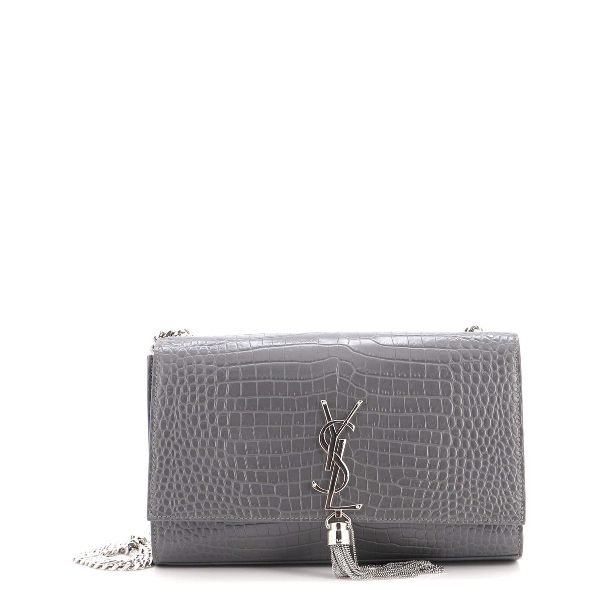 Classic Monogram Tassel Crossbody Bag Crocodile Embossed Leather Medium