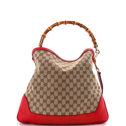 Diana Bamboo Shoulder Bag GG Canvas Medium