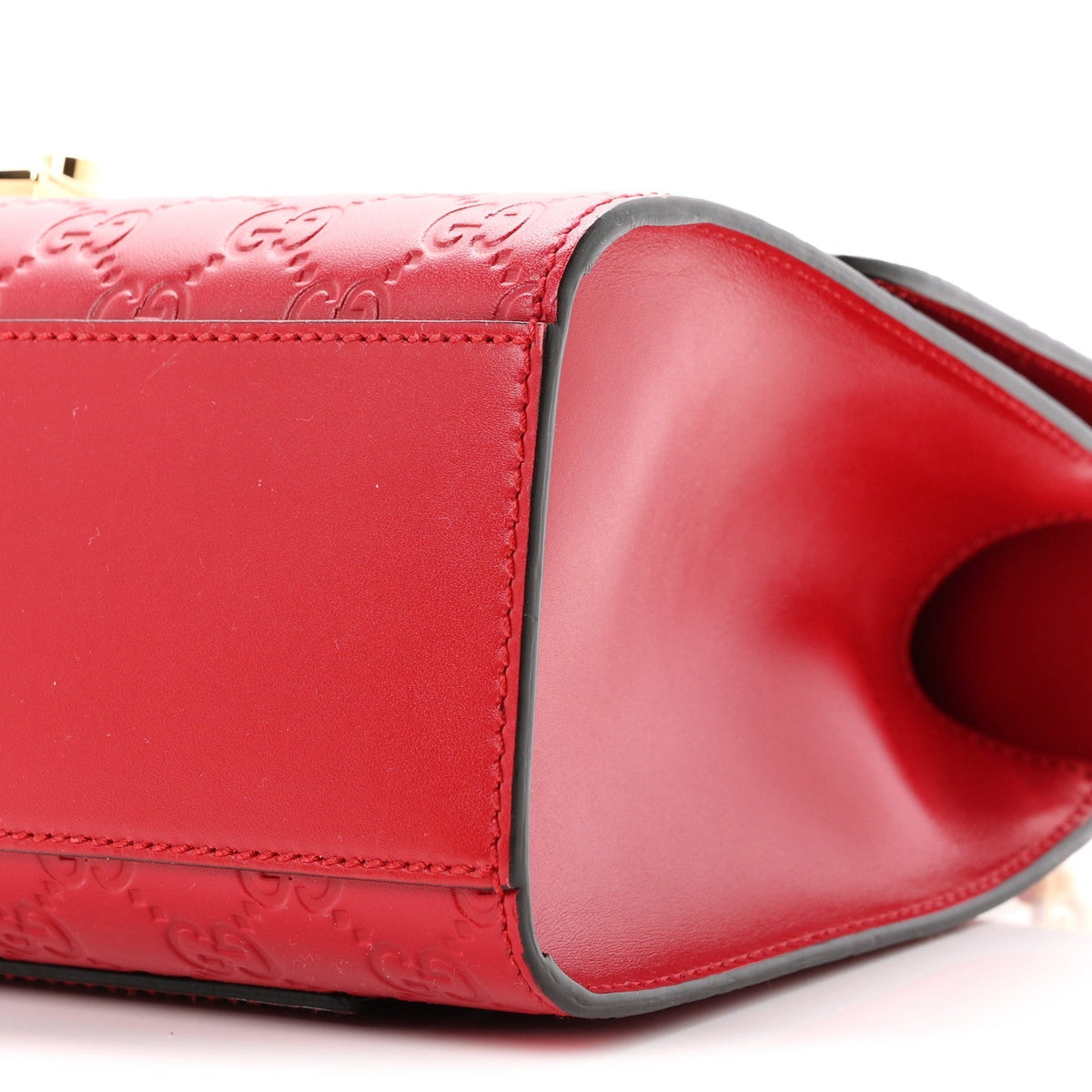 Gucci Guccissima Medium Padlock Shoulder Bag Hibiscus Red 1980302